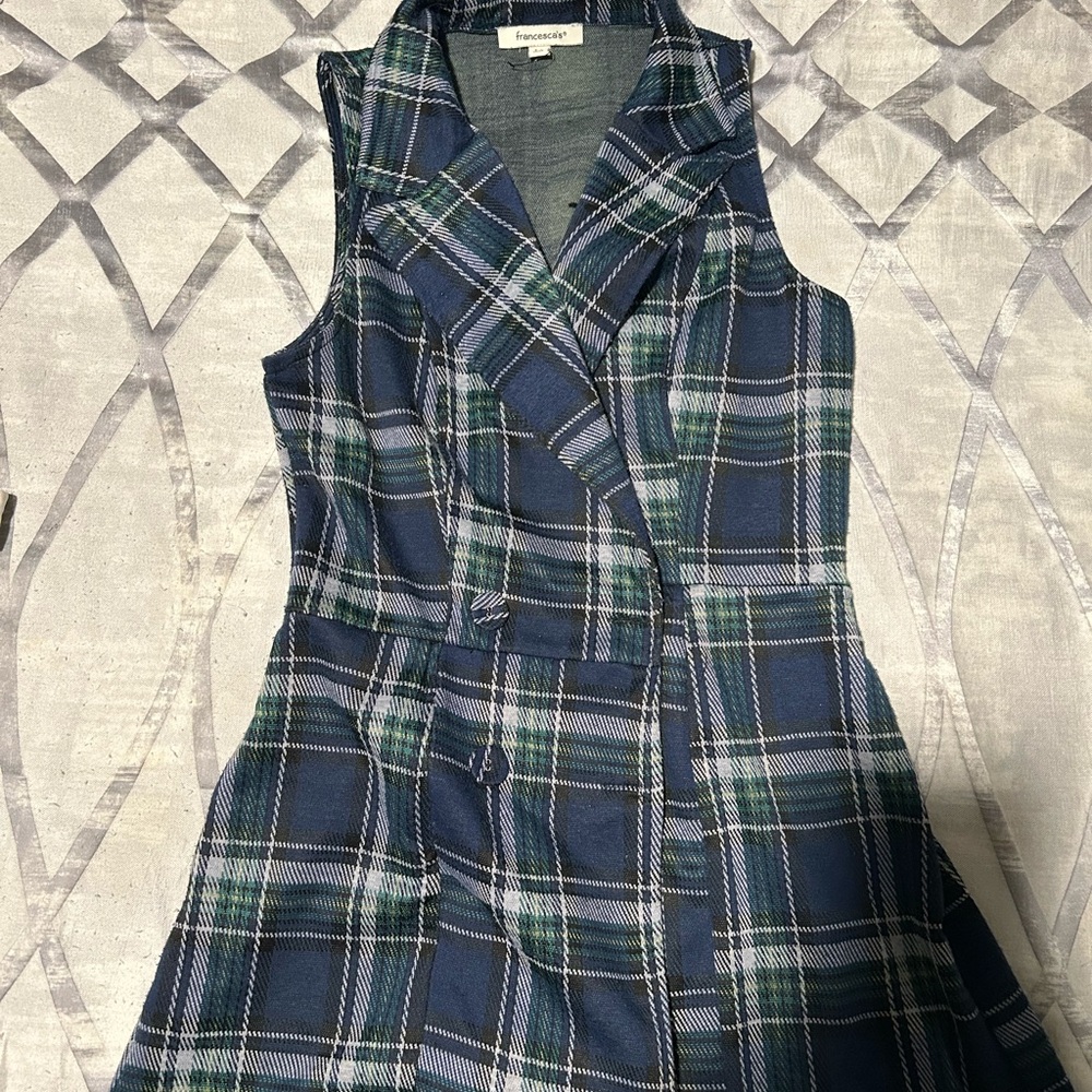 Francesca's Collections Blue and White Sheath Mini Dress